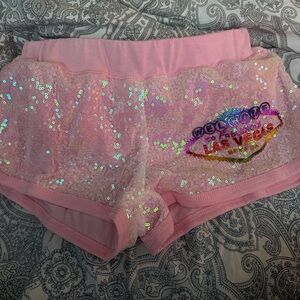 Pink Sequin Women's Shorts